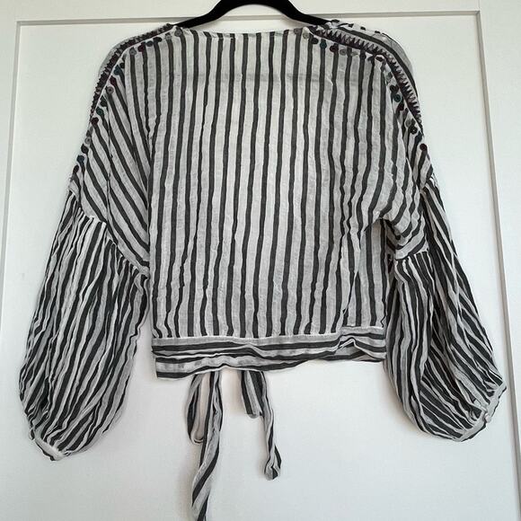 Free People Striped Wrap Top Size Medium NWT - Picture 3 of 9